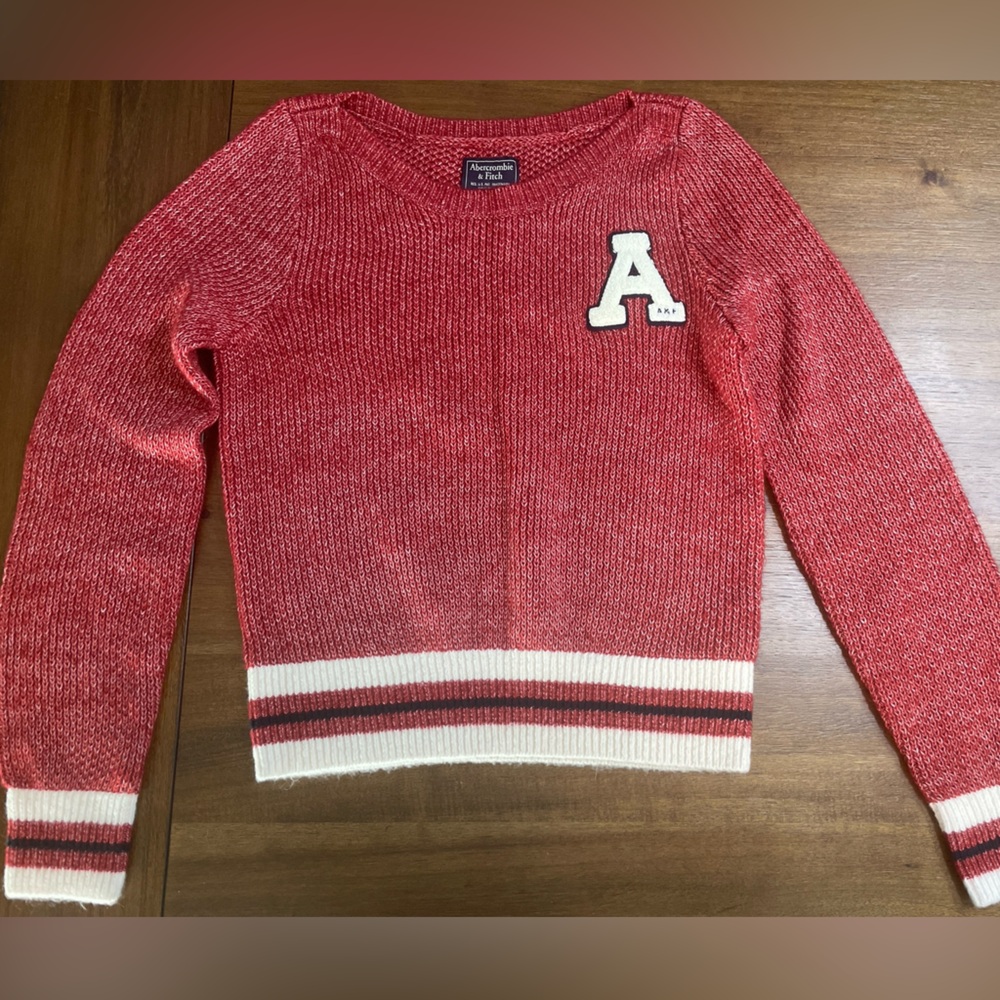 Abercrombie & Fitch red sweater cotton/acrylic size XS Varsity Letter preppy